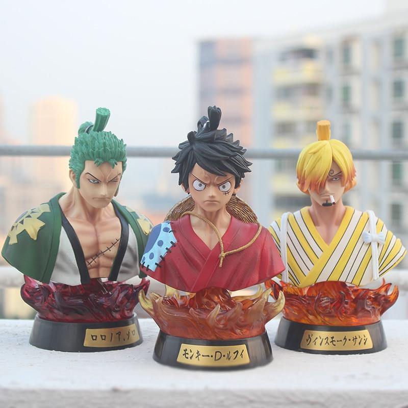 One Piece Luffy Zoro Sanji  Head Bust Portrait Pvc Figure Model Toys-xinru