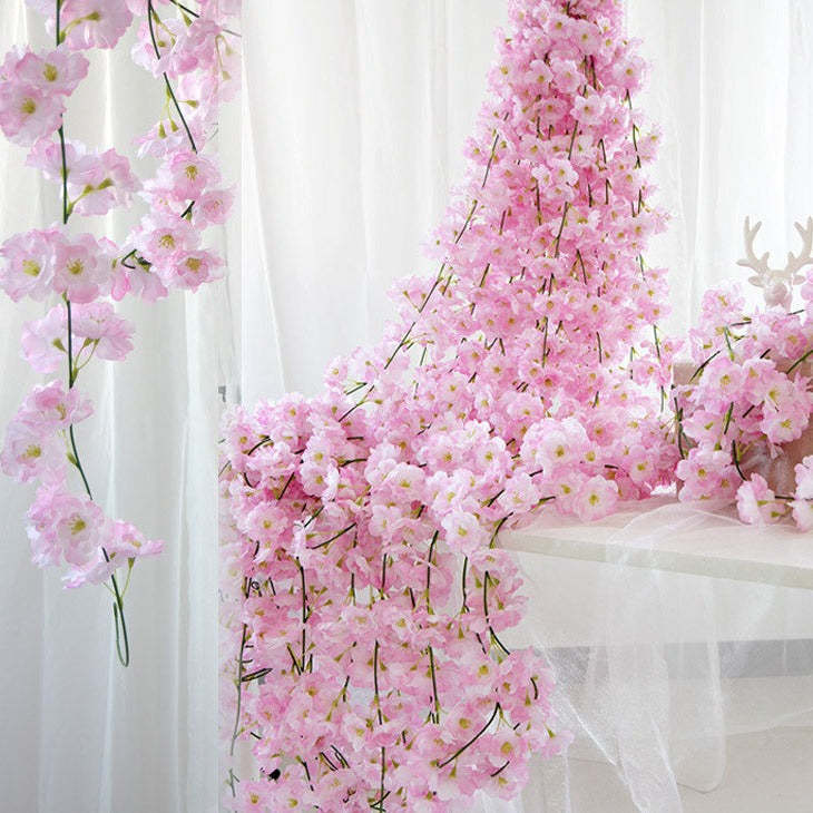 5PCS  Artificial Flower Cherry Blossom Branch Spring Garland For Party Wedding Decoration-xinru