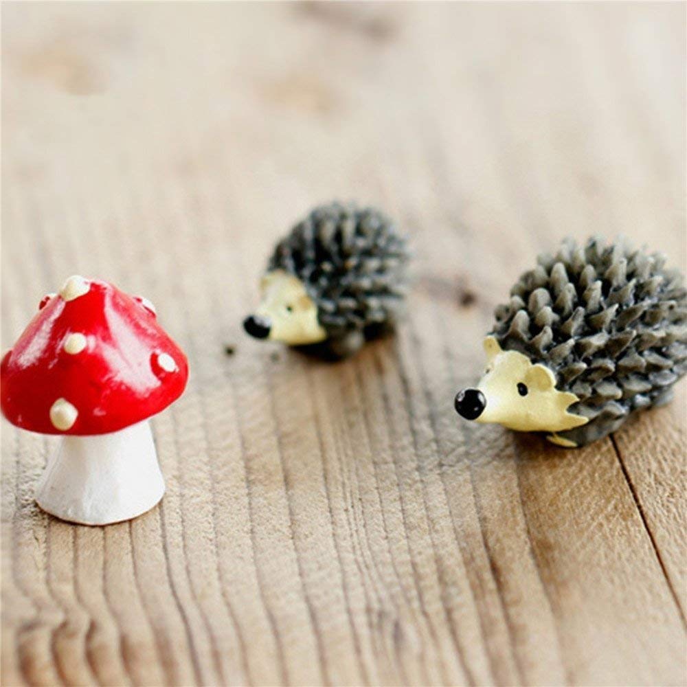 Mini Hedgehogs and Mushroom Fairy Garden Miniature Figurines-xinru