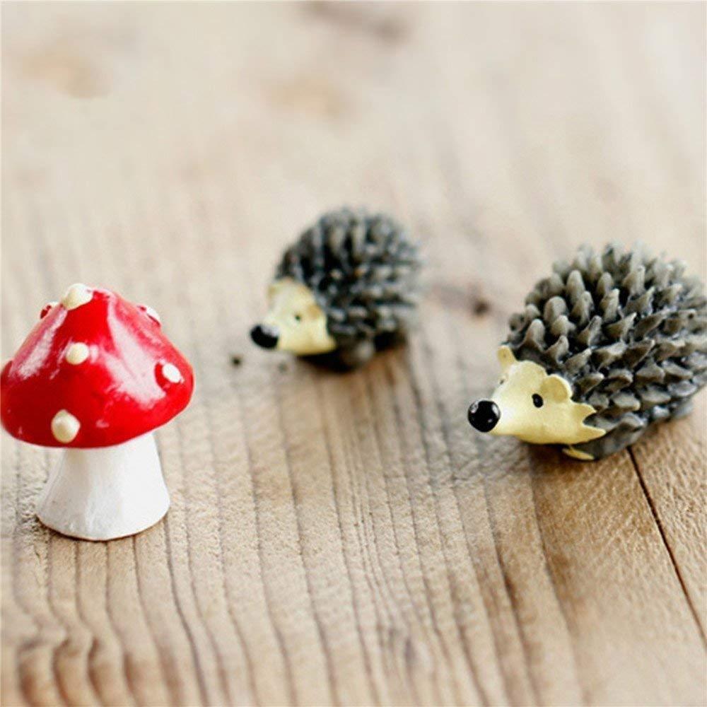 Mini Hedgehogs and Mushroom Fairy Garden Miniature Figurines-xinru