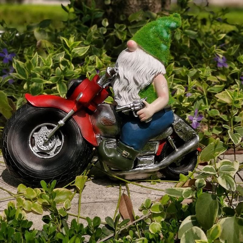Garden Gnome on Motorcycle Statue With Solar Light-xinru
