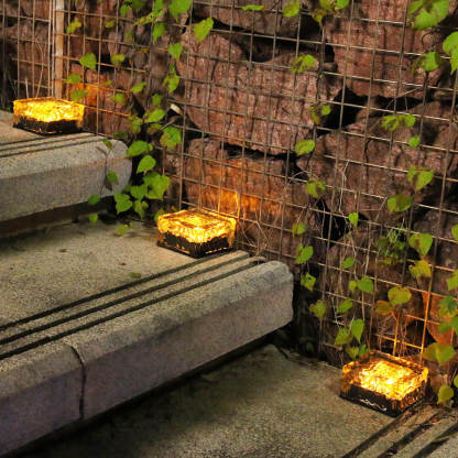Solar LED Ice Brick Waterproof Glass Ground Light Garden Light-xinru