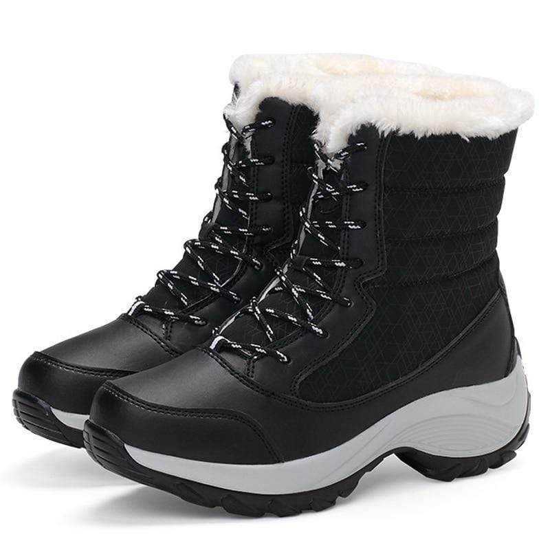 Women Waterproof Snow Boots  With Thick Fur-xinru shop