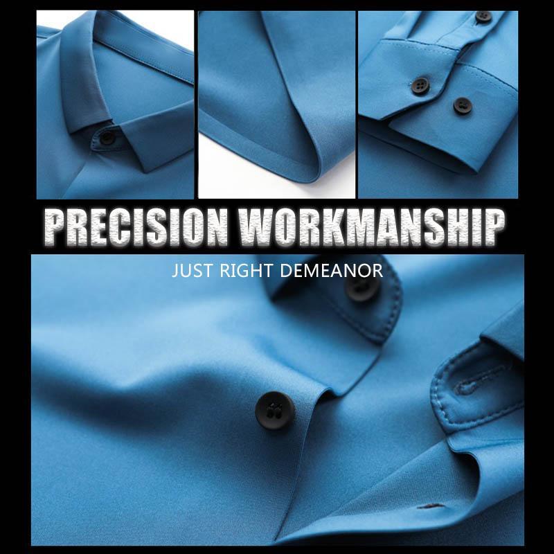 Men High Stretch Non-iron Anti-wrinkle Long Sleeve Business Standard Shirt-xinru