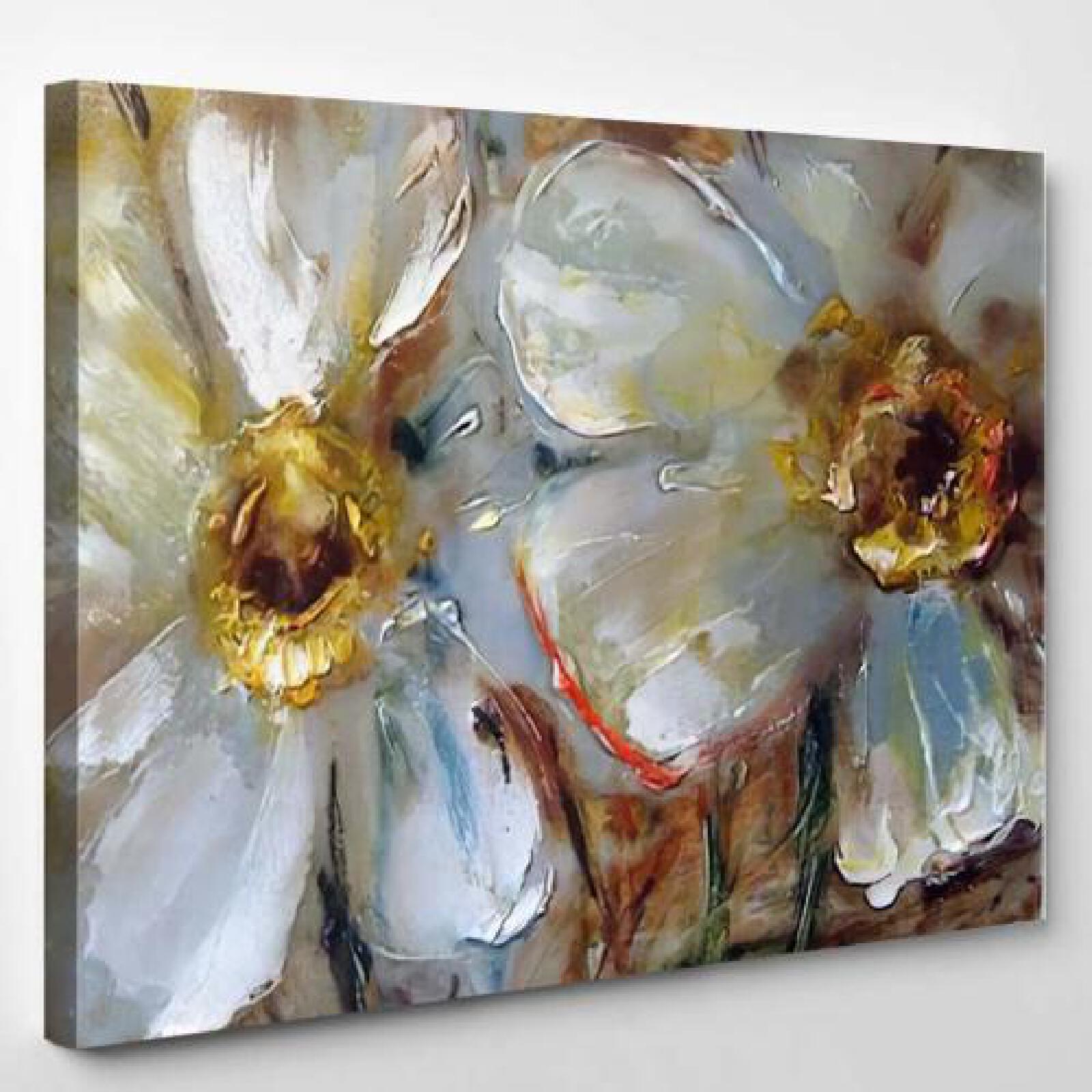 Daffodils Pale Yellow Delicate Flowers Oil-xinru shop