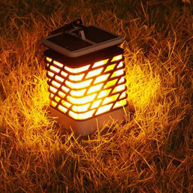 Solar Flame Torch Light Square LED Garden Lawn Decorative Hanging Light-xinru