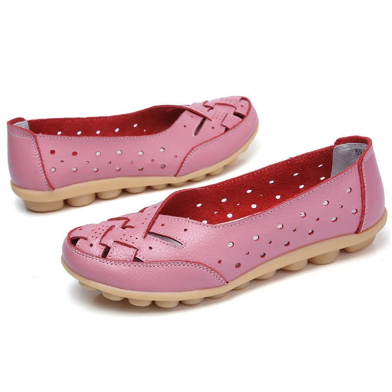 Women Leather Breathable Slip on Flat Shoes Moccasins-xinru shop