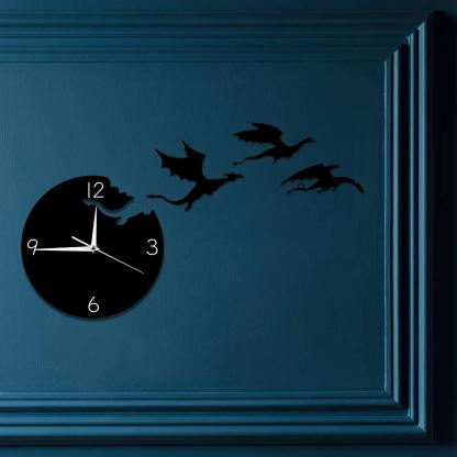 Magic Flying Angry Fantasy Dragon Wall Clock Abstract Gothic Fairytale Art-xinru