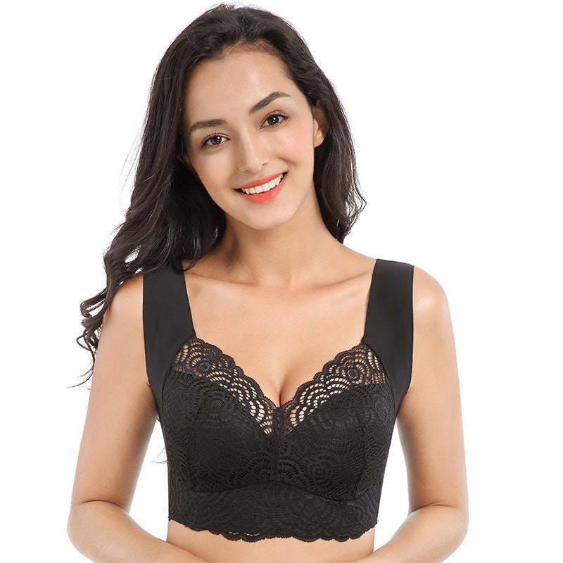 Stretch Full-Figure Seamless Lace Cut-Out Bra-xinru