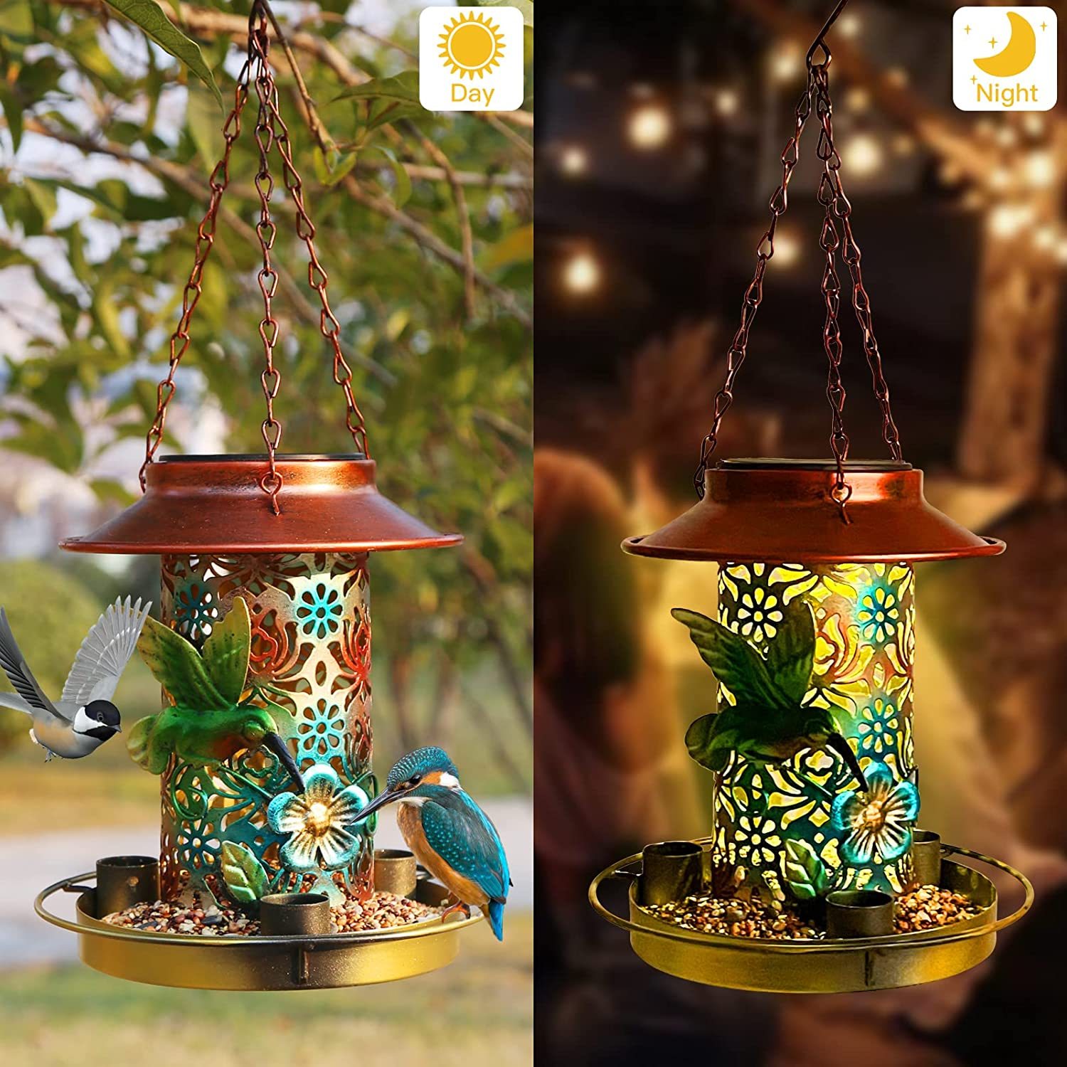 Outdoor Hanging Waterproof Solar Powered Bird Feeder-xinru