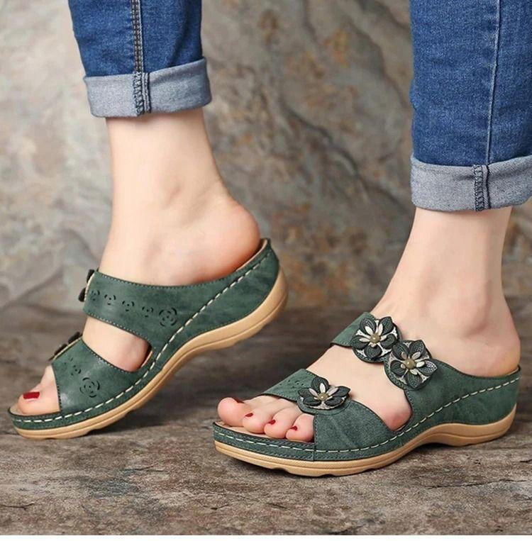 Premium Handicraft Open Toe Charming Fancy Flower Women Sandals-xinru