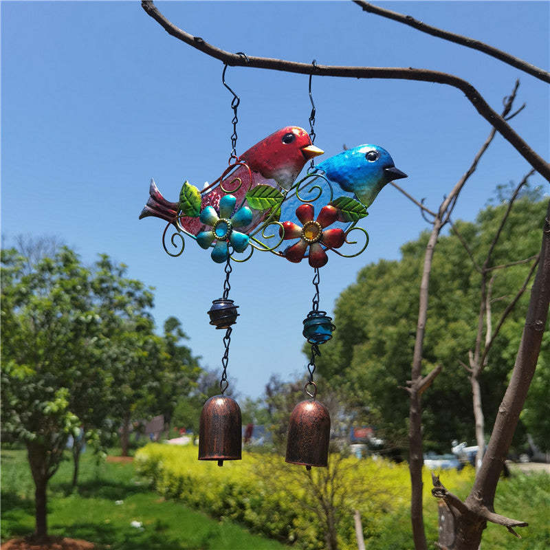 Metal Glass Bird Bell Wind Chime Decor-xinru