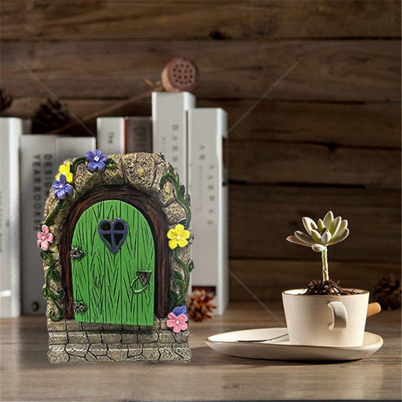 Solar Fairy Garden Stone Gate Resin Fairy Garden Ornament-xinru