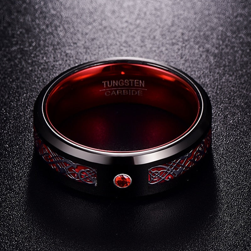 Men's Zirconia Tungsten Carbide Black Dragon Ring-xinru
