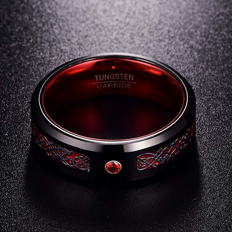 Men's Zirconia Tungsten Carbide Black Dragon Ring-xinru
