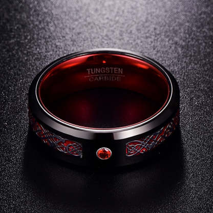 Men's Zirconia Tungsten Carbide Black Dragon Ring-xinru