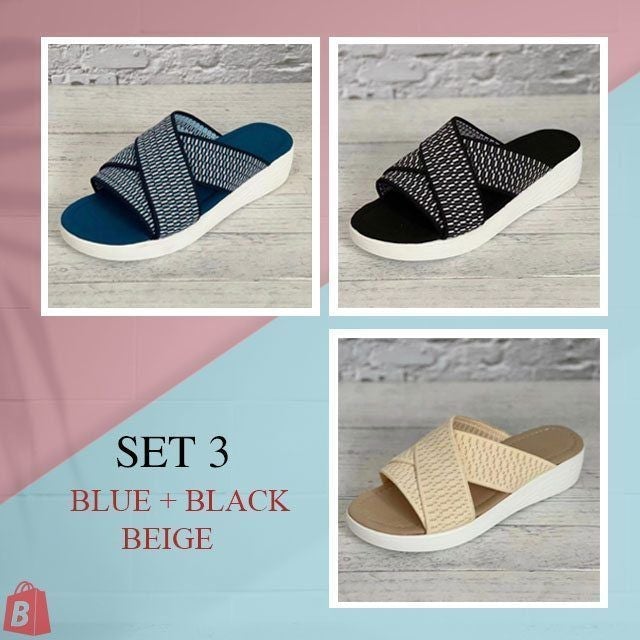 Women's Up-gradation-Stretch Cross Slide Sandals-xinru