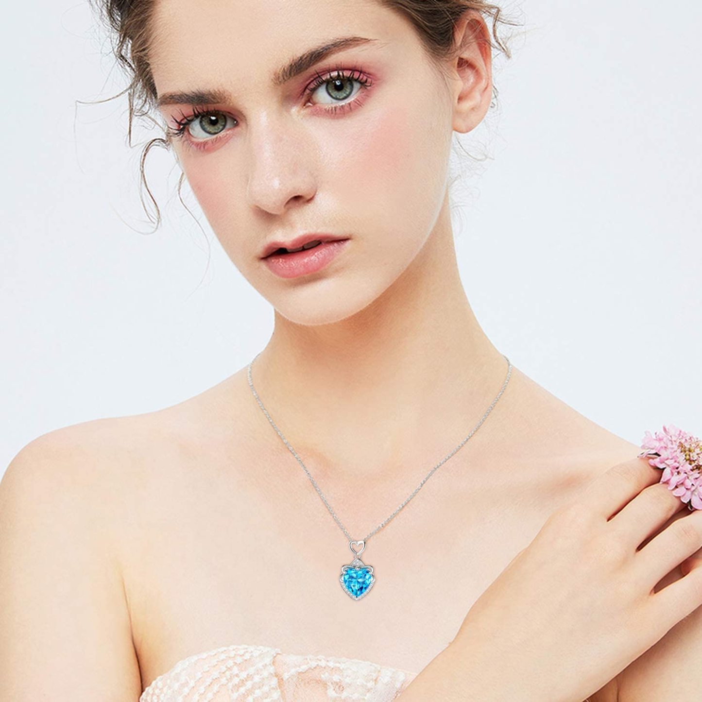 Mother's Day Gifts Preserved Real Rose with I Love You Heart Necklace-xinru