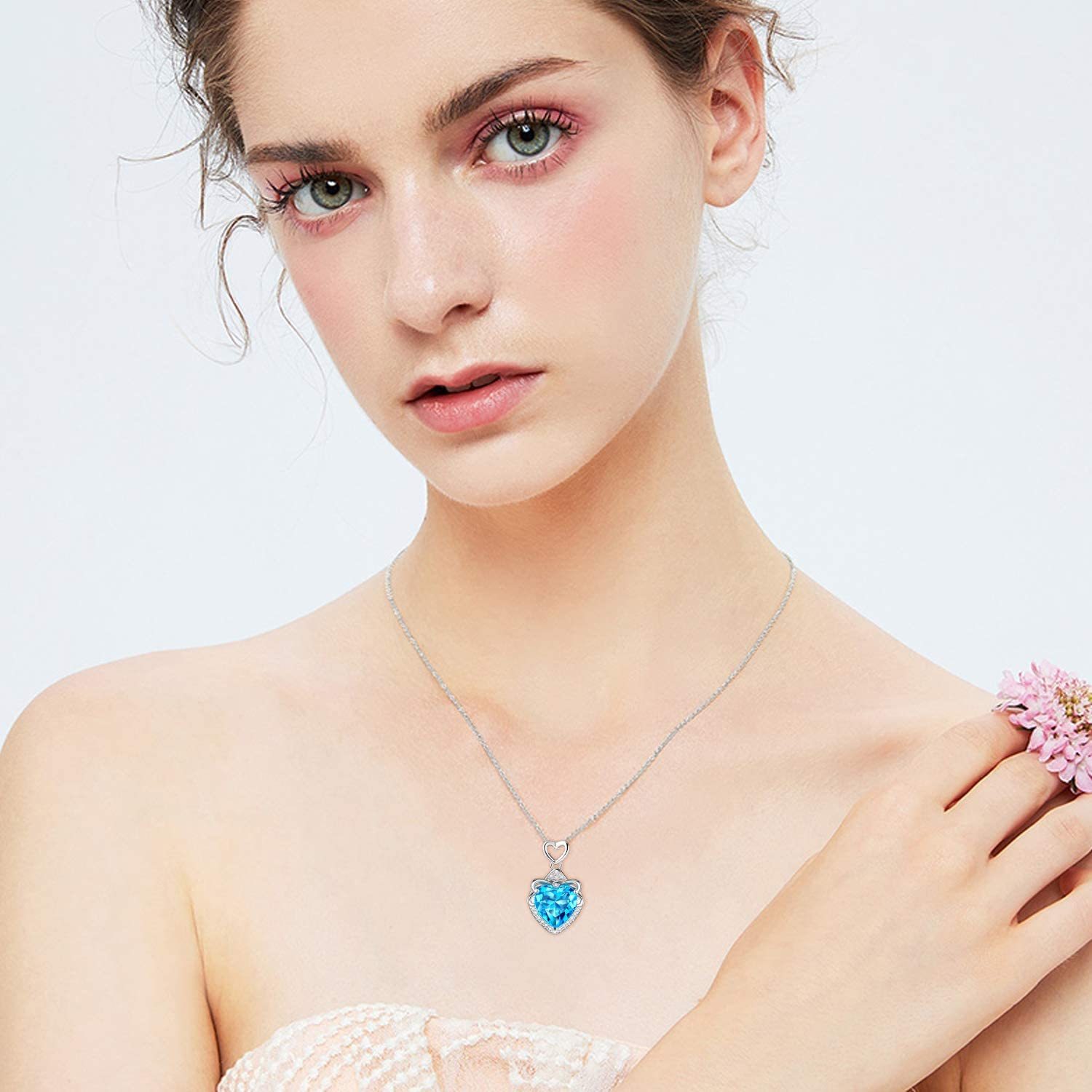 Mother's Day Gifts Preserved Real Rose with I Love You Heart Necklace-xinru