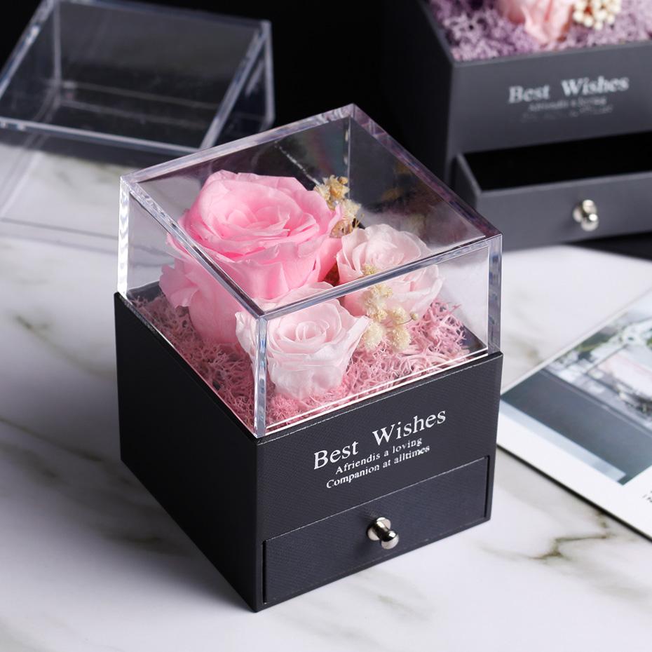 Immortal Preserved Rose Teddy Bear Box Display-xinru