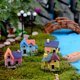 Mini Fairy Garden Miniature Resin Thatched House Micro Dollhouse Ornamen-xinru