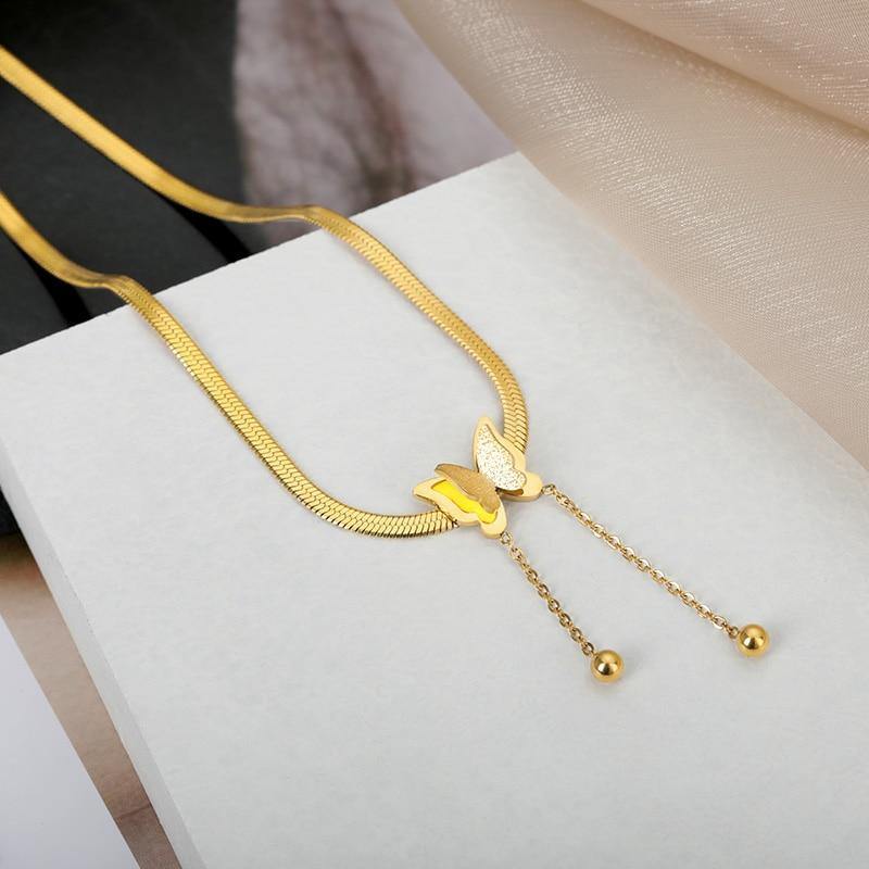 Delicate Butterfly 18K Gold Plated Necklace Pendant-xinru