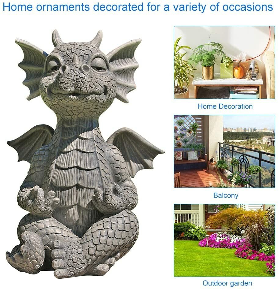 Gnome Meditation Yoga Dragon Garden Statue Decoration-xinru
