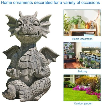 Gnome Meditation Yoga Dragon Garden Statue Decoration-xinru