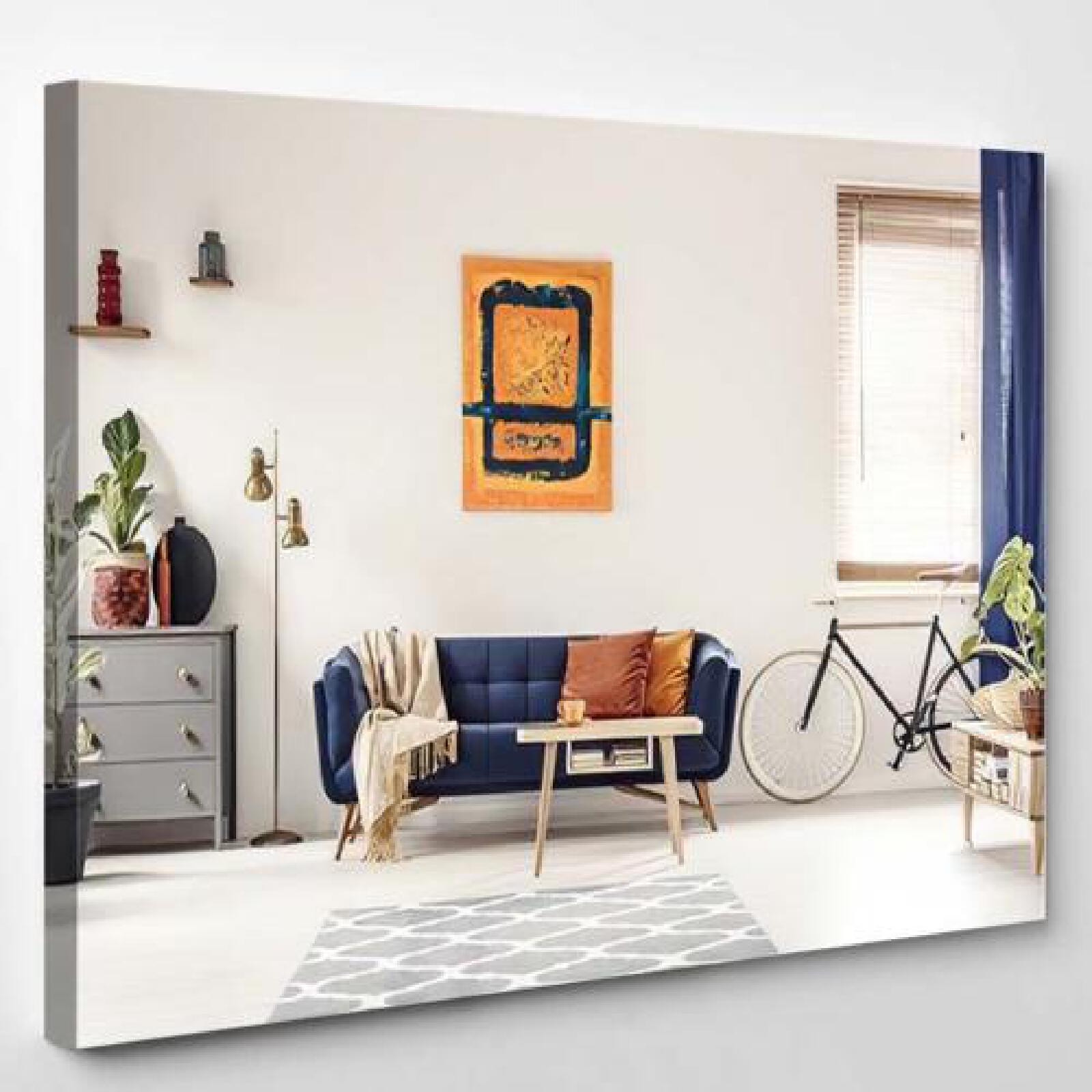Yellow Blue Painting Hanging on White-xinru shop