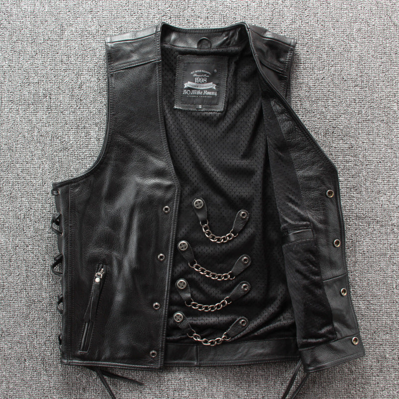 Motorcycle Chain Leather Vest-xinru shop