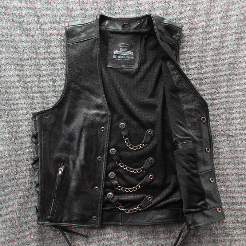 Motorcycle Chain Leather Vest-xinru shop