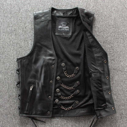 Motorcycle Chain Leather Vest-xinru shop