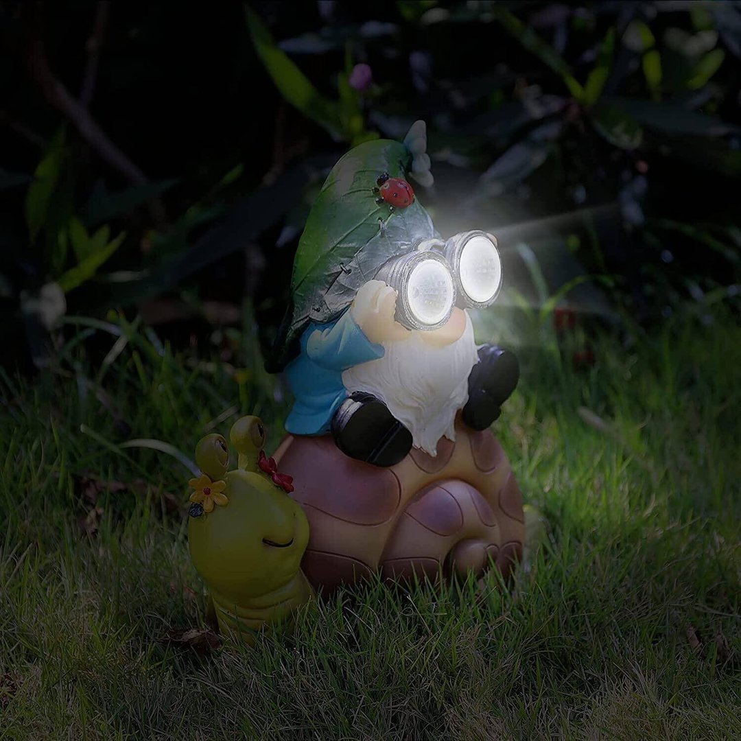 Beauare Resin Garden Gnome Snail Statue Decor with Solar LED Lights-xinru