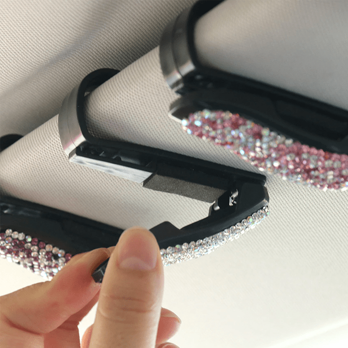 Car Visor Bling Crystal Diamond Glasses Frame Clip-xinru