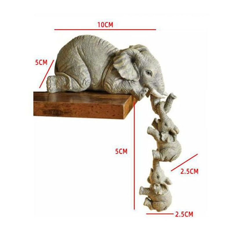 3Pcs Resin Elephant Sitter Figurines Wealth Figurine Hanging Off The Edge of Shelf Table Home Decoration-xinru shop