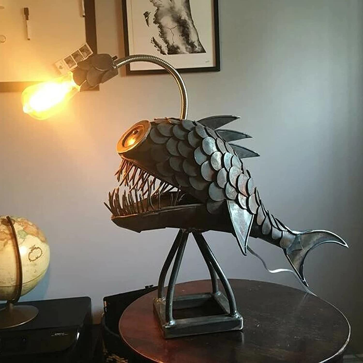 Artistic Angler Fish Retro Table Lamp Fish Light Flexible Lamp Head Table-xinru