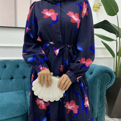Ramadan Gifts Closed Robes Floral Dresses-xinru