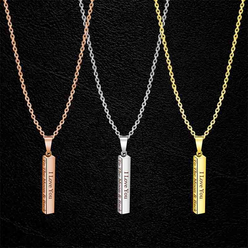 Mother's Day Gift Personalized Custom Engraved 3D Bar Necklace-xinru