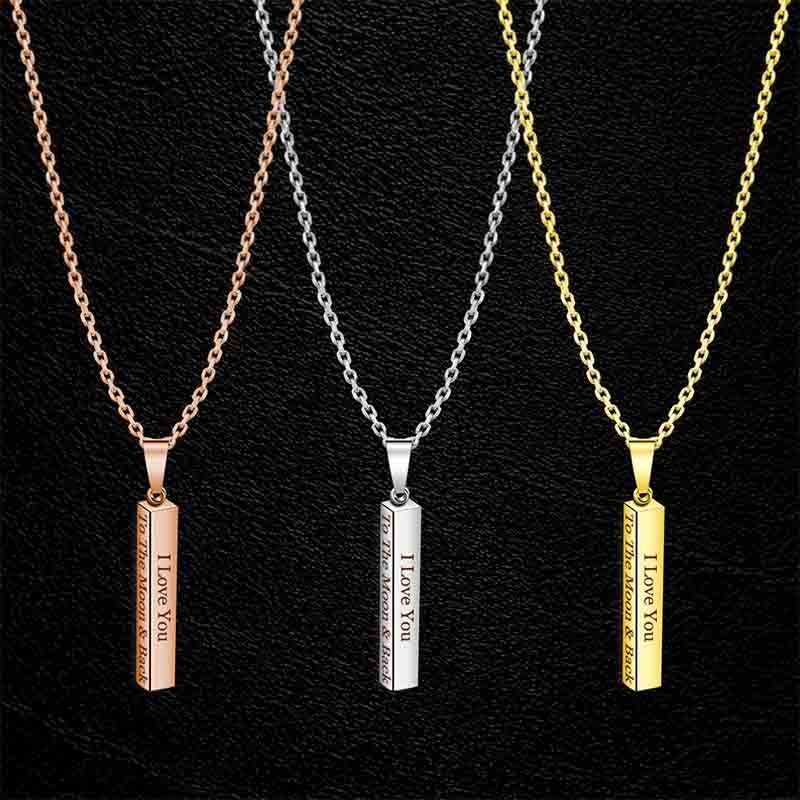 Mother's Day Gift Personalized Custom Engraved 3D Bar Necklace-xinru