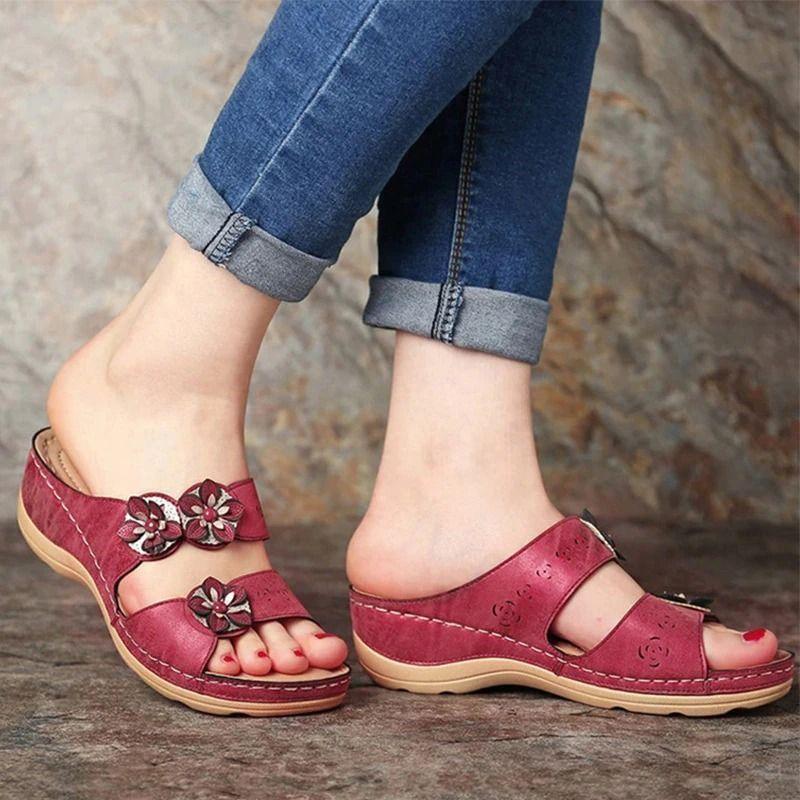 Premium Handicraft Open Toe Charming Fancy Flower Women Sandals-xinru