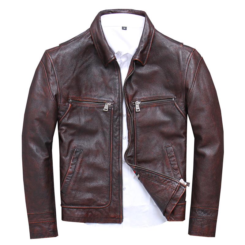 Cowhide Riding Biker Jacket Lapel Casual-xinru shop