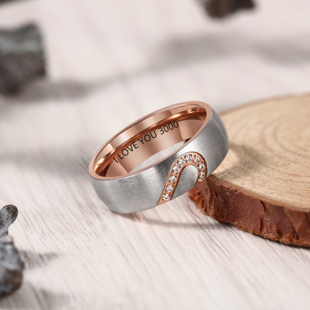 Custom Love Heart Couples Ring Set-xinru