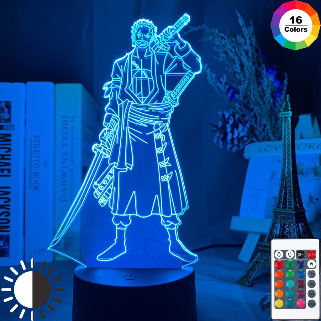 One Piece Straw Hat Pirate's Roronoa Zoro LED Night Light Bedroom Decor-xinru