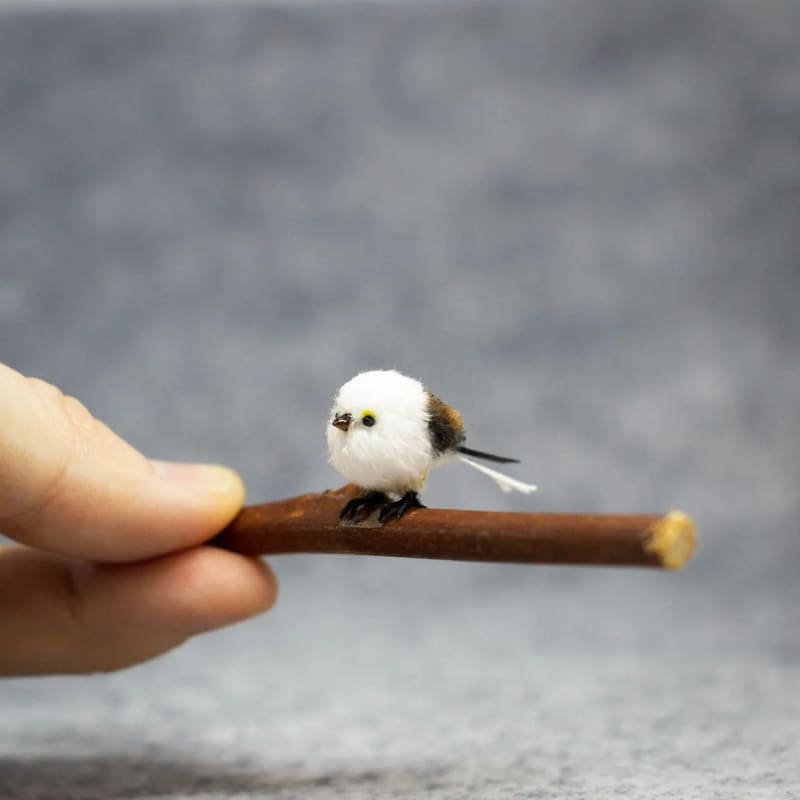 Crocheted Miniature Bird Garden Ornament Desktop Decor-xinru
