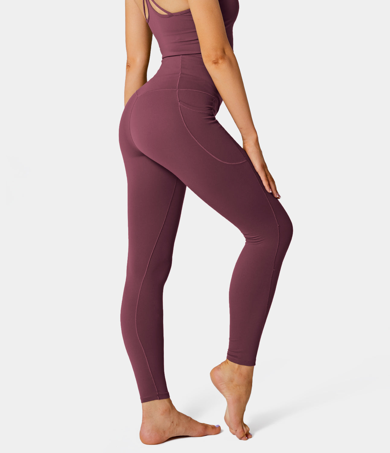 Cloudful® Crossover Pocket Plain 7/8 Leggings-xinru shop