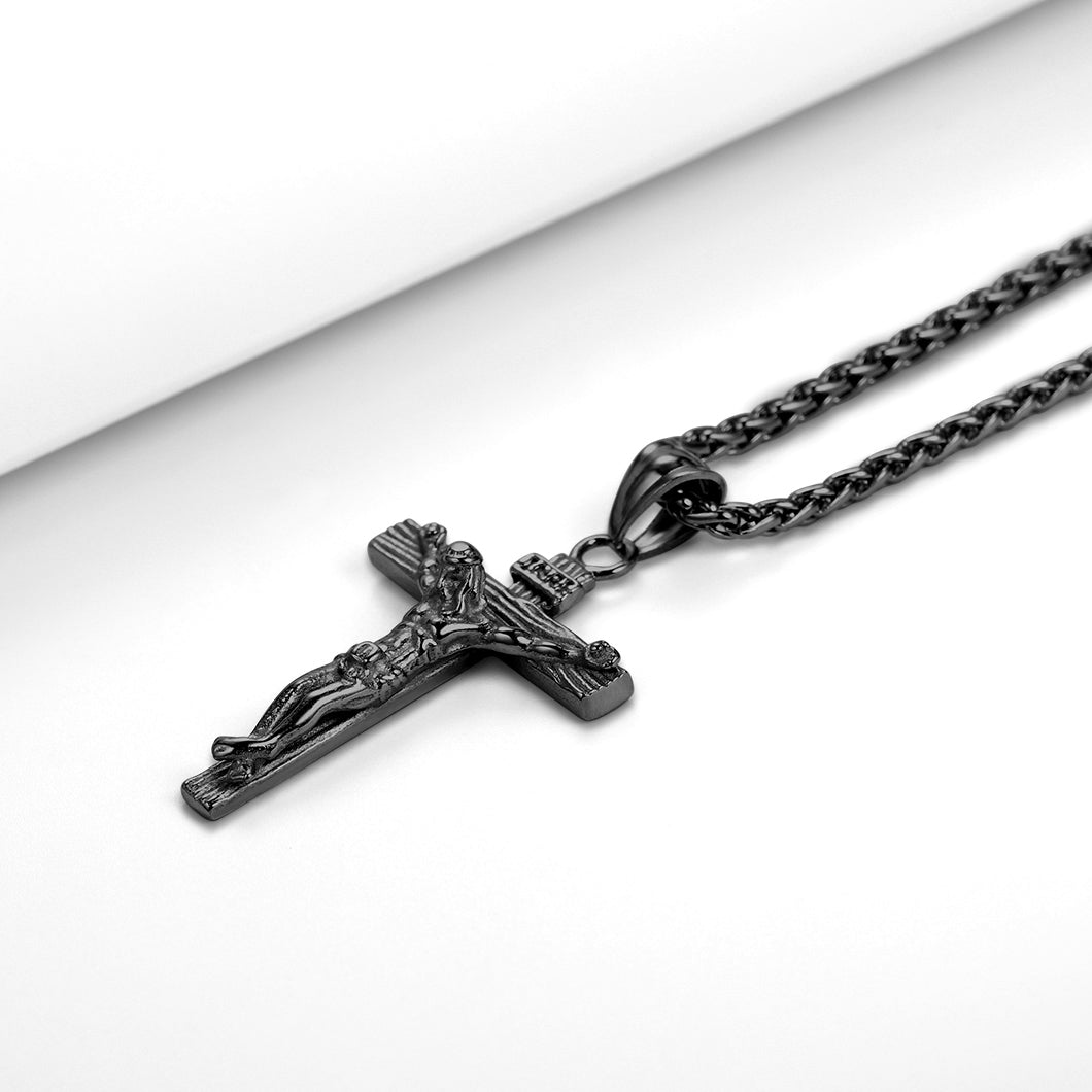 Crucifix Cross Necklace Catholic Pendant For Men-xinru