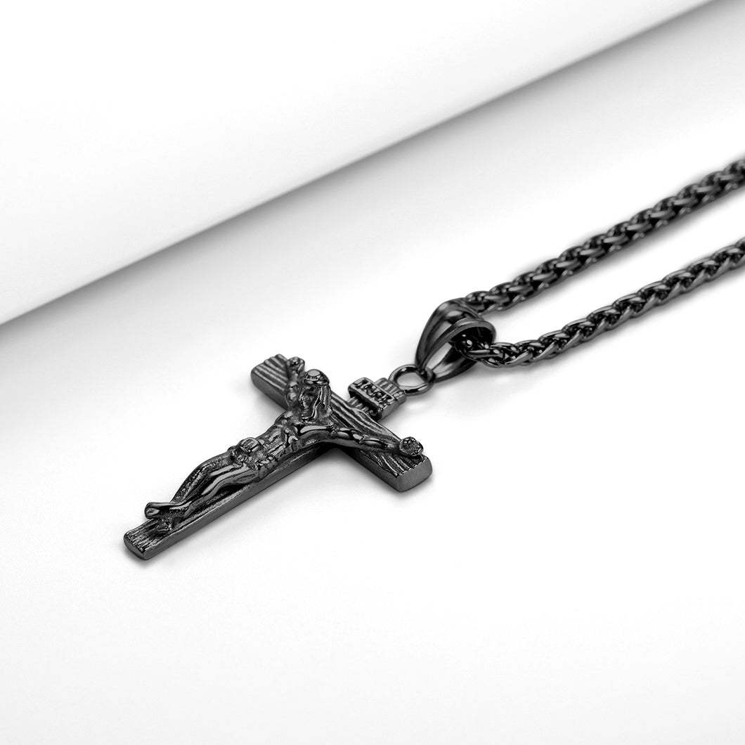 Crucifix Cross Necklace Catholic Pendant For Men-xinru