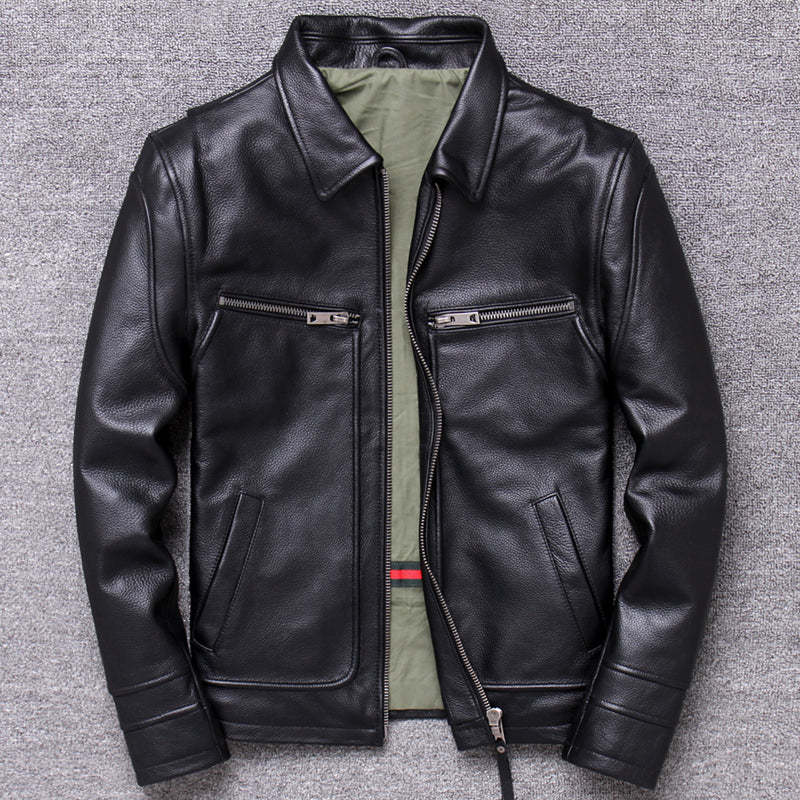 Casual Lapel Motorcycle Leather Jacket-xinru shop