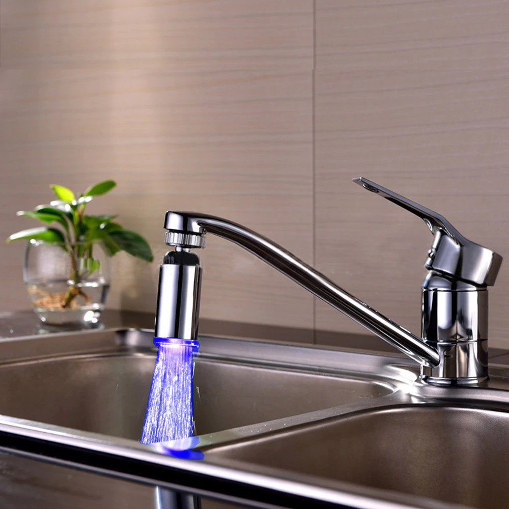 Kitchen Faucet Temperature Control 360 Degree Rotating Led Light Color-xinru