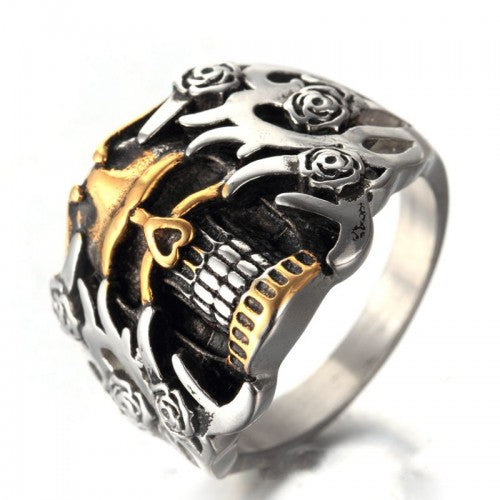Men's Titanium Steel Ring Vintage Skull Punk  Finger Ring-xinru